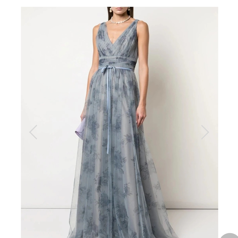 Marchesa Blue Floral Maxi Dress